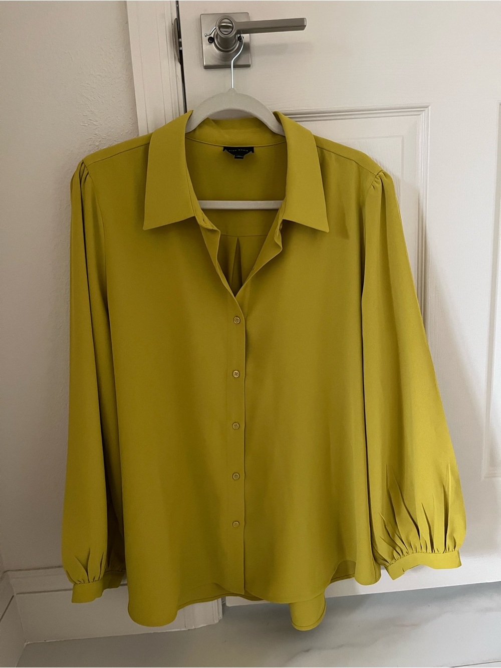 Alex Marie Chartreuse Button-Front Blouse - Women XL - Picture 3 of 8